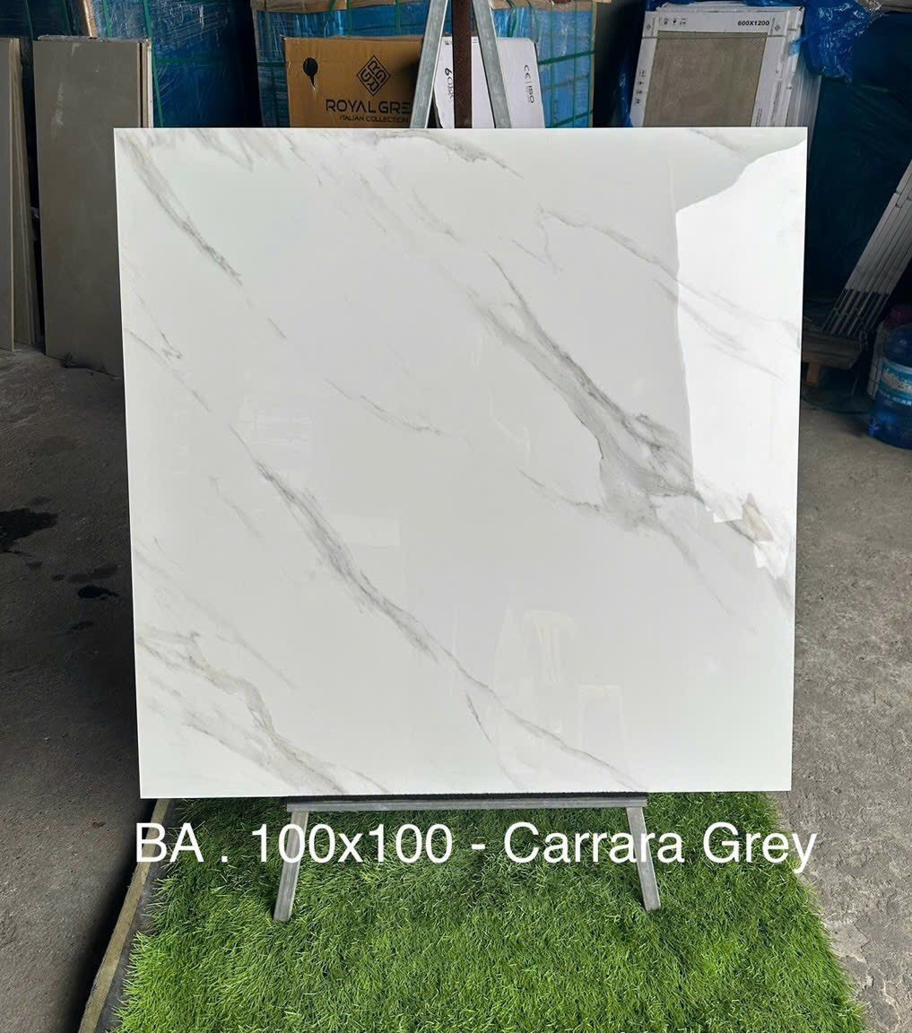 Gạch trắng vân khói ấn độ 1000x1000 Carrara Grey